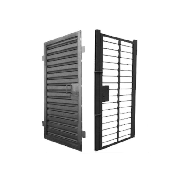 Puerta De Escape Para Cortina Metálica microperforada Galvanizada